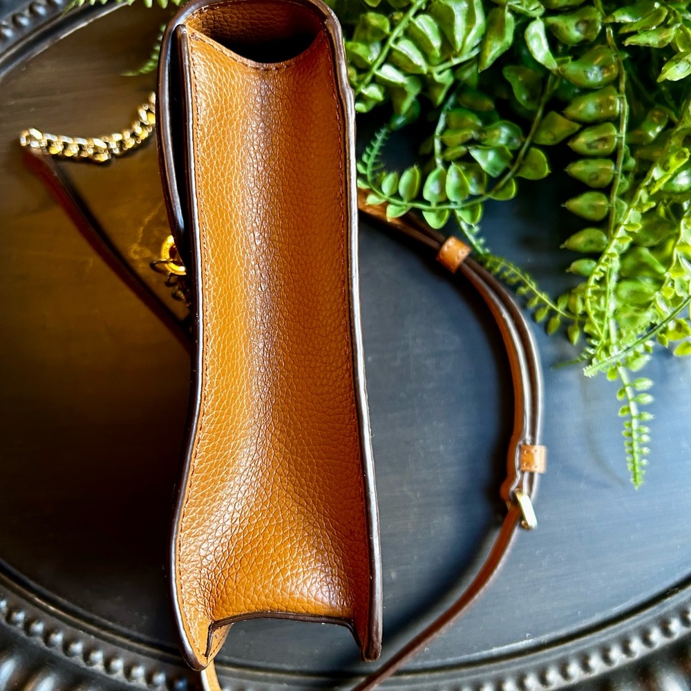 DKNY Tan Leather Crossbody with Gold Accents - Picture 6 of 13